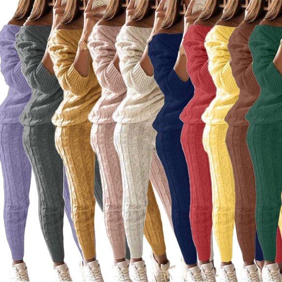 Chic Women's Fall Knit 2-Piece Sweater and Bodycon Pants - Plus Size Available - Picture 6 of 6